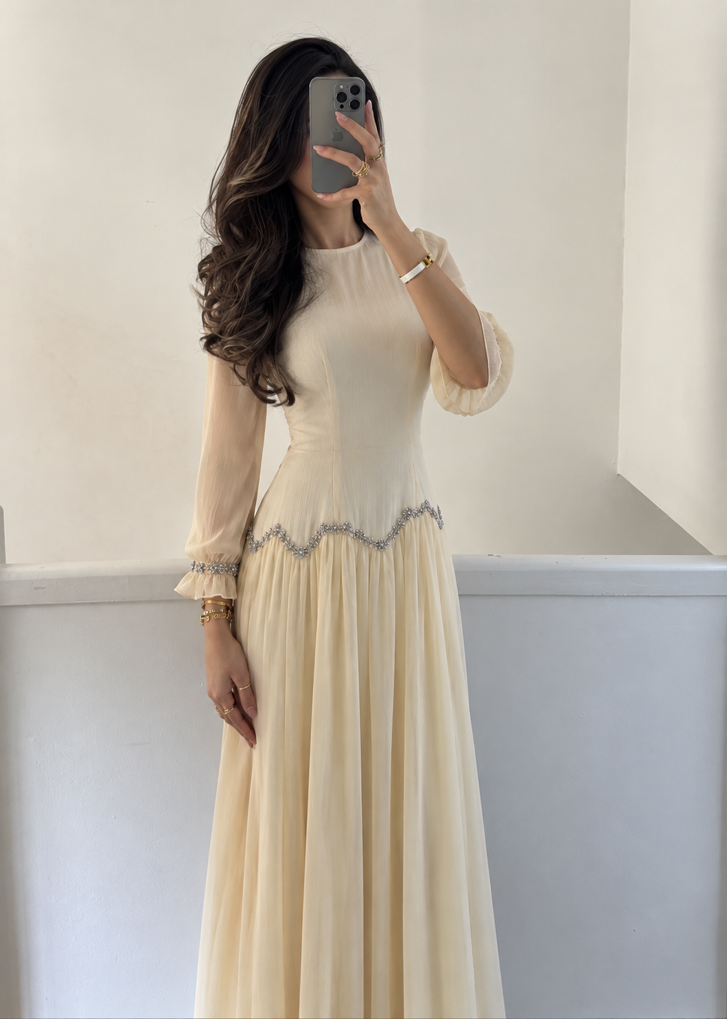 Rania Rüschen-Abaya – Apricot