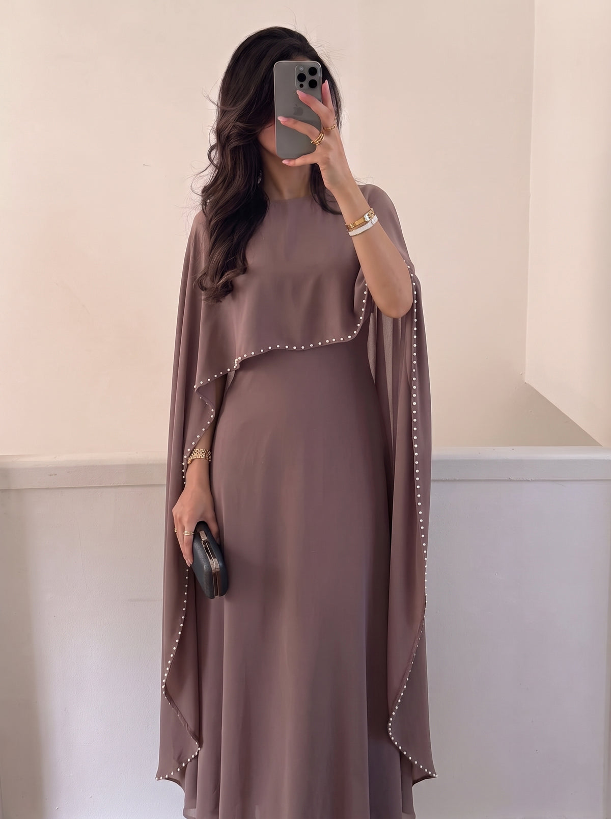 Yara Perlen-Cape-Abaya – Khaki
