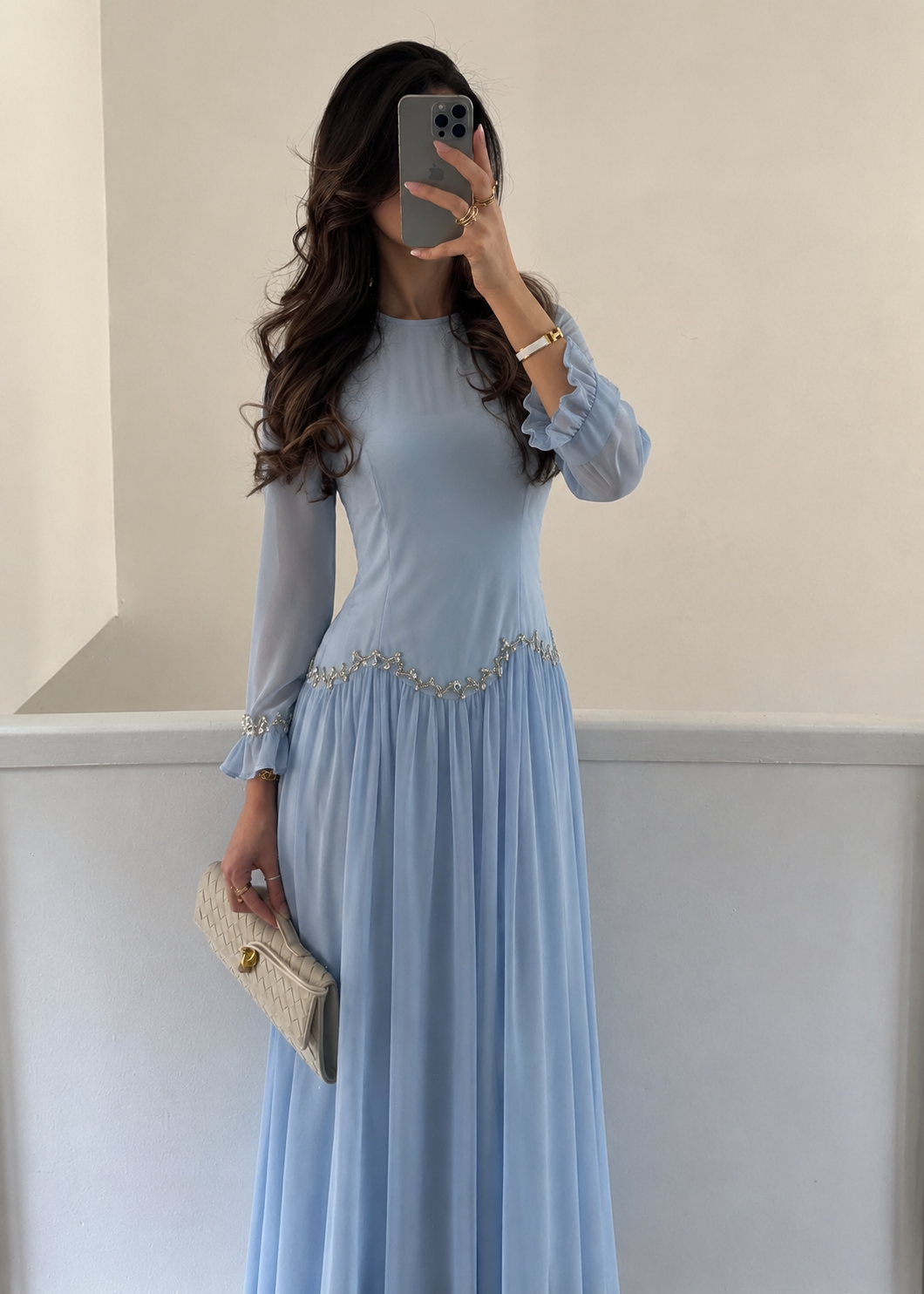 Rania Rüschen-Abaya – Himmelblau